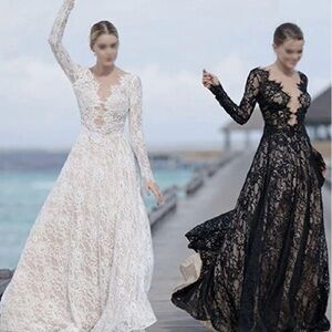 Elegant Deep Emerald Green Lace Evening Gown Wedding Guest Special Occasion